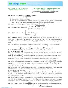 Đề thi thử đại học lần thứ 3 năm 2014 môn thi Toán  khối A, A1 trường THPT Chu Văn An